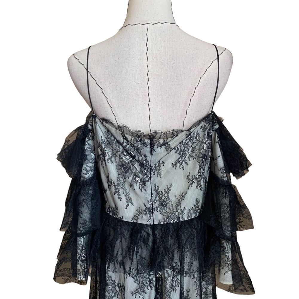 Lovely Alexa Chung Black Lace Tiered Off Shoulder Dress US 12 Party Wedding - Picture 6 of 10
